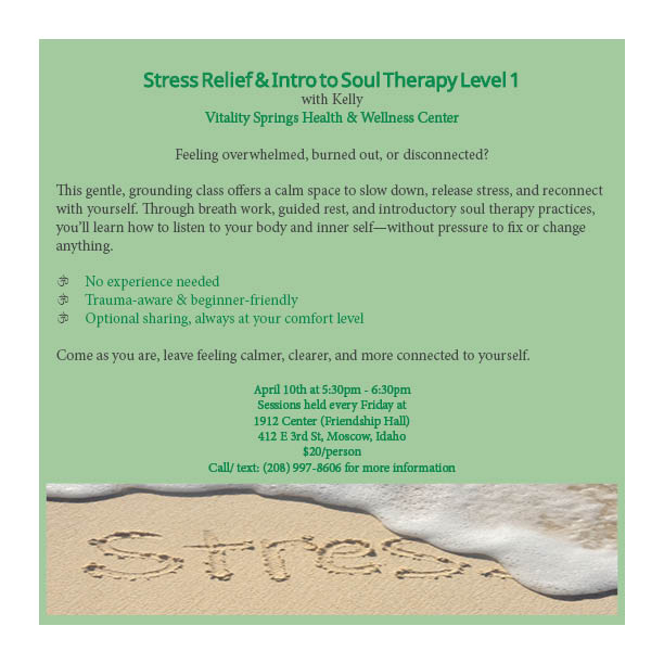 Weekly stress class flyer.